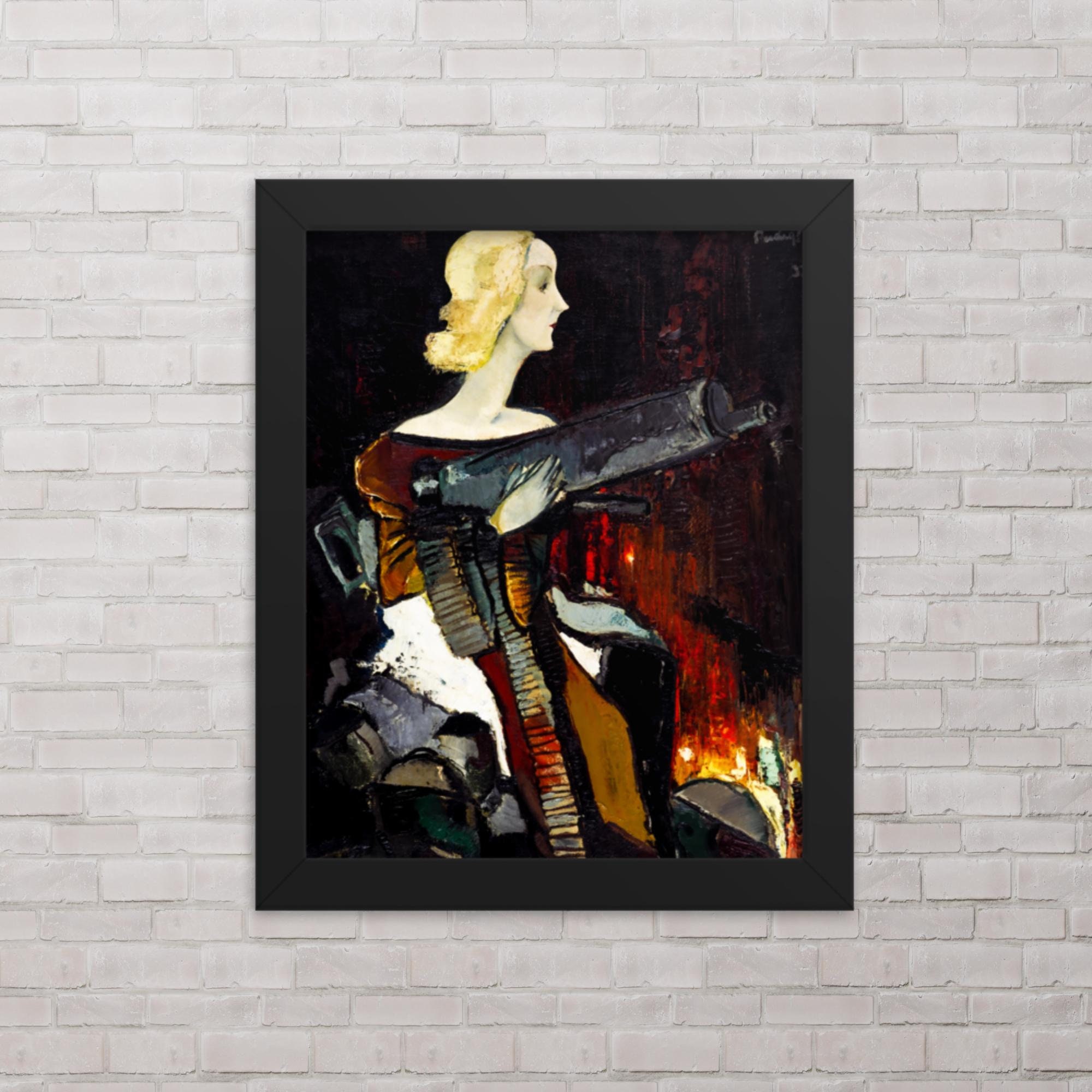 Framed Symbolic Art Print- Madonna With A Machine Gun by Karlis