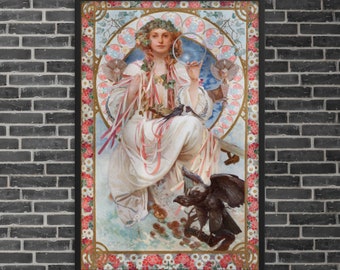 Framed Art Nouveau Print - Portrait of Josephine Crane Bradley as Slavia by Alphonse Mucha - Framed Alphonse Mucha Print