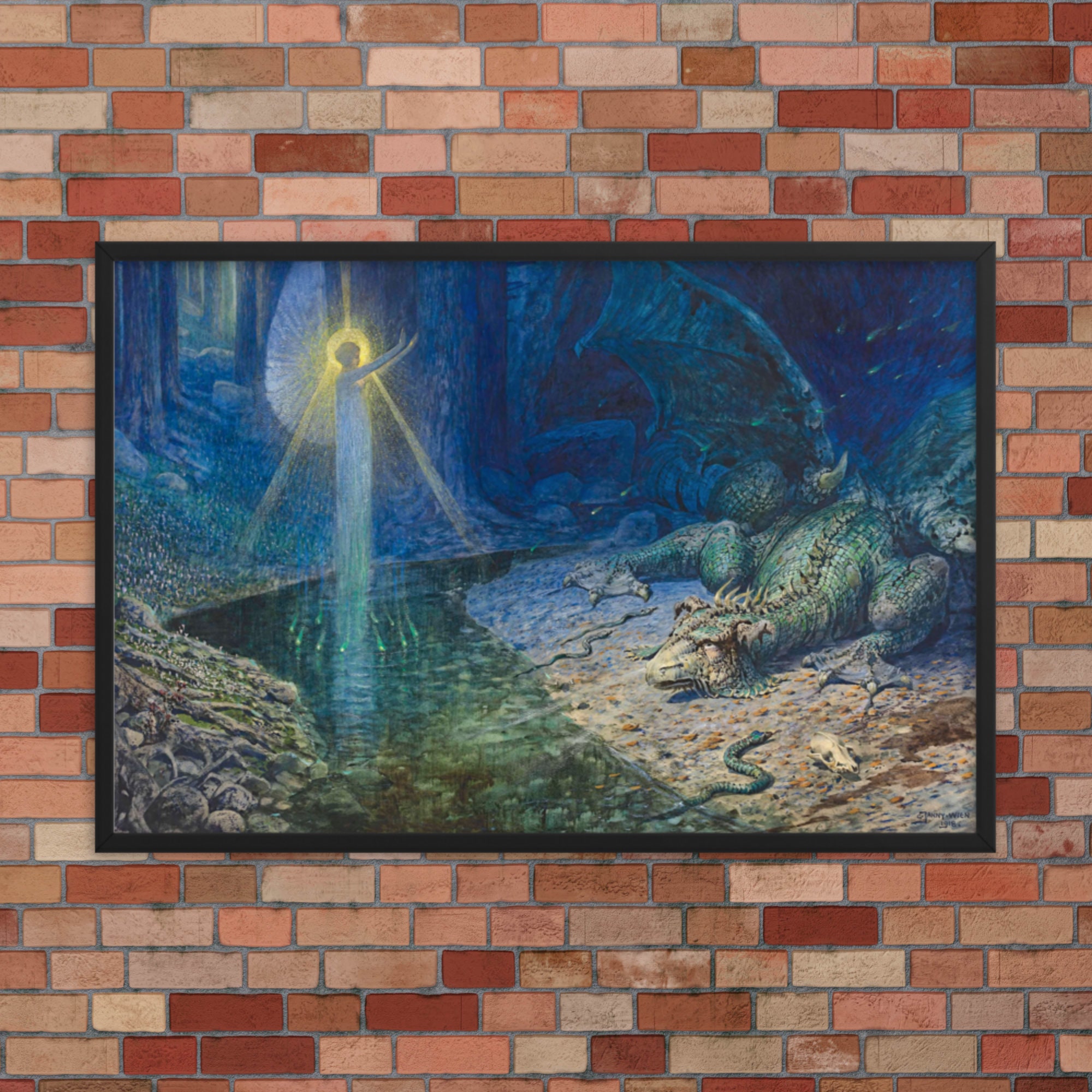 Framed Symbolic Art Print - an Allegory of Power by Georg Janny