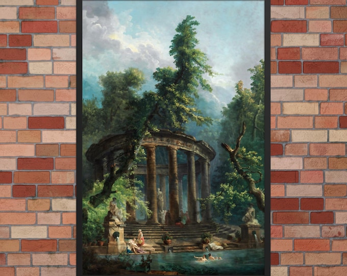 The Bathing Pool Hubert Robert Poster, Poster Print, Wall Art, Poster ...