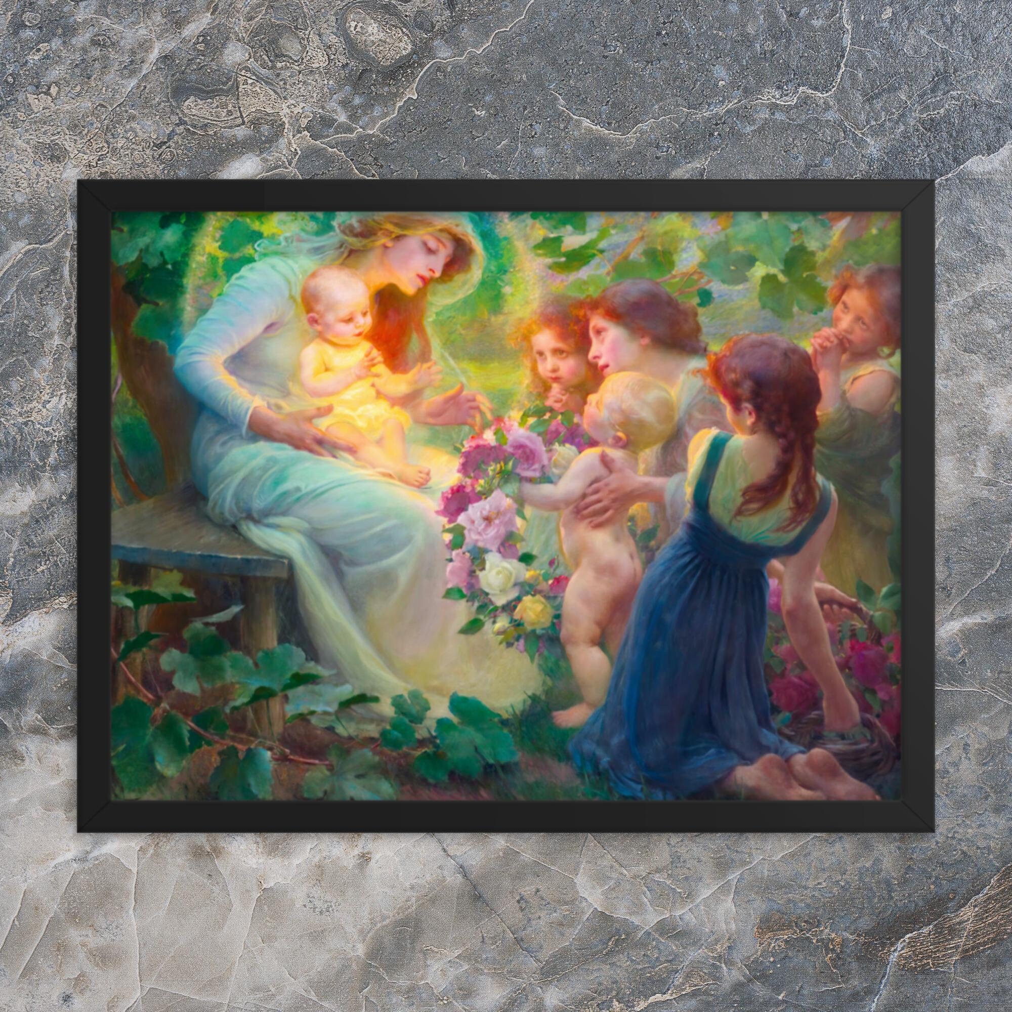 Framed Symbolic Art Print - Mystic Roses by Frantisek Dvorak