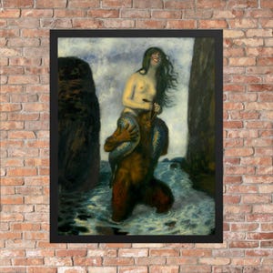 Faun and Mermaid by Franz von Stuck - Framed Franz von Stuck Print - Framed Faun and Mermaid Print