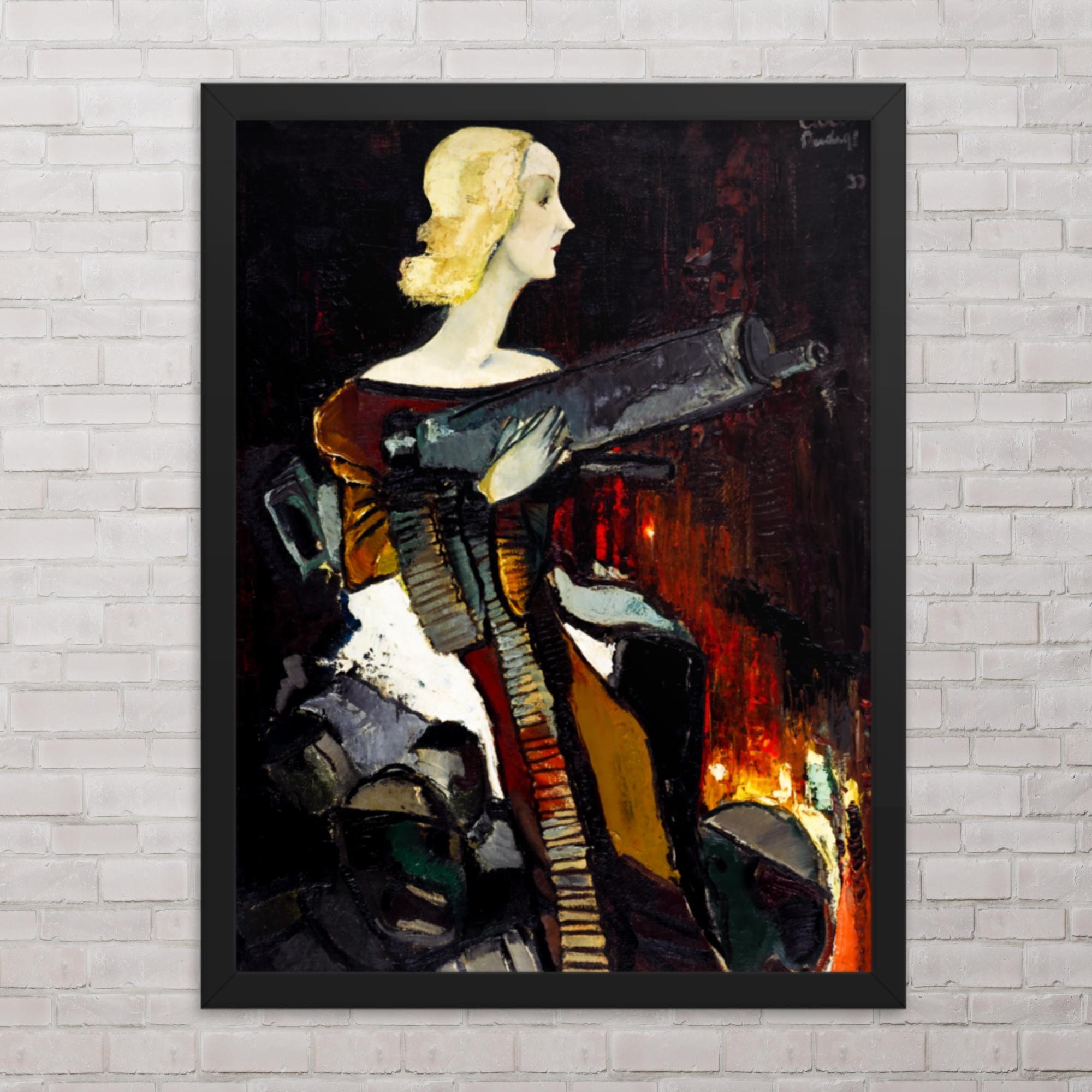 Carl Mense、MADONNA、海外版超希少レゾネ、新品額付 Framed Symbolic Art Print- Madonna With A Machine Gun by Karlis