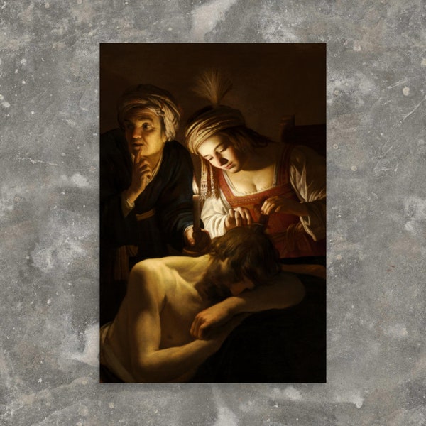 Samson and Delilah by Gerard van Honthorst - Gerard van Honthorst Print - Samson and Delilah Print - Biblical Art Print