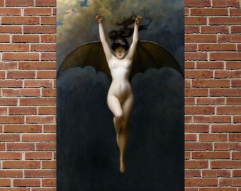 Macabre Art Print - de Bat Woman van Albert Joseph Penot - Albert Joseph Penot Print - Bat Woman Print - Bat Woman Poster