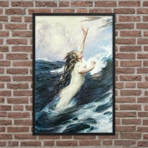 Framed Figurative Art Print - Flying Fish by Herbert James Draper - Framed Herbert James Draper Print