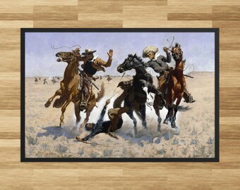 Ayudando a un camarada de Frederic Remington - Impresión enmarcada de Frederic Remington - Impresión de arte occidental enmarcada