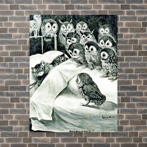 Animal Art Print Cats Nightmare by Louis Wain Cats Nightmare Print Cats Nightmare Poster Louis Wain Print Louis Wain Poster image 1