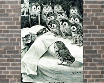 Animal Art Print - Cats Nightmare par Louis Wain - Cats Nightmare Print - Cats Nightmare Poster - Louis Wain Print - Louis Wain Poster