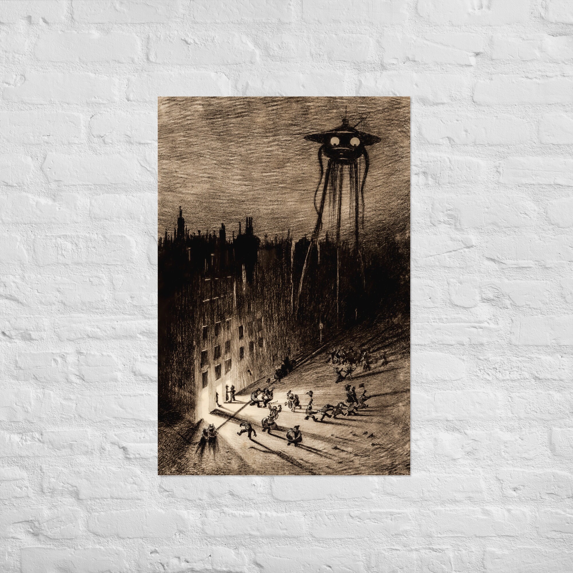 War of the Worlds Art Print - Martian Viewing Drunken Crowd by