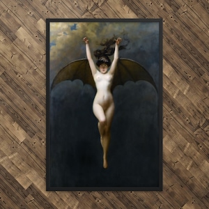 The Bat Woman by Albert Joseph Penot - Framed Bat Woman Print - Framed Albert Joseph Penot Print - Framed Bat Woman Canvas Print