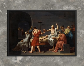 Puede incluir: Una pintura que representa a un grupo de hombres en una habitación, uno de los cuales está de pie y gesticula con la mano derecha. Los hombres están vestidos con túnicas y túnicas, y la habitación está decorada con muebles sencillos. La pintura está ambientada en un contexto histórico y representa una escena de discusión filosófica.
