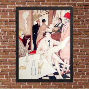 Au Cafe by Gerda Wegener - Framed Art Deco Print - Framed Gerda Wegener Print - Framed Au Cafe Print - Framed Art Deco Print