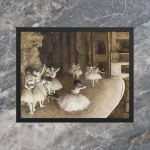 Ballet Rehearsal on Stage by Edgar Degas - Framed Edgar Degas Print - Framed Modern Art Print