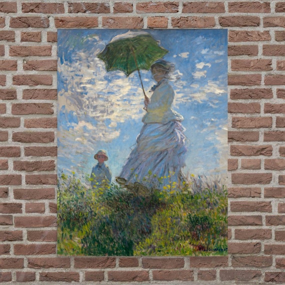 Woman With a Parasol - Madame Monet and Her Son by Claude Monet
