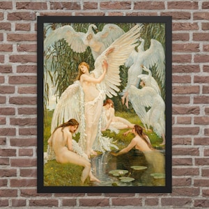 Framed Mythological Art Print - The Swan Maidens by Walter Crane - Framed Walter Crane Print - Framed Swan Maidens Print