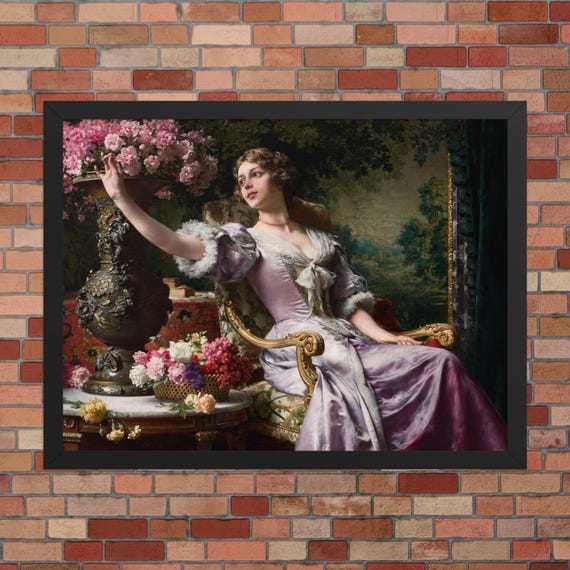Lady in a Lilac Dress With Flowers by Wadysaw Czachrski - Framed  Wadysaw Czachrski Print - Etsy Australia