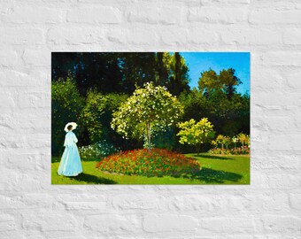 Impressionist Art Poster - Woman in a Garden by Claude Monet