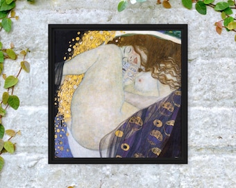 Impresión de arte mitológico enmarcada - Danae de Gustav Klimt - Impresión de Gustav Klimt enmarcada - Lienzo de Gustav Klimt enmarcado - Impresión de Danae enmarcada