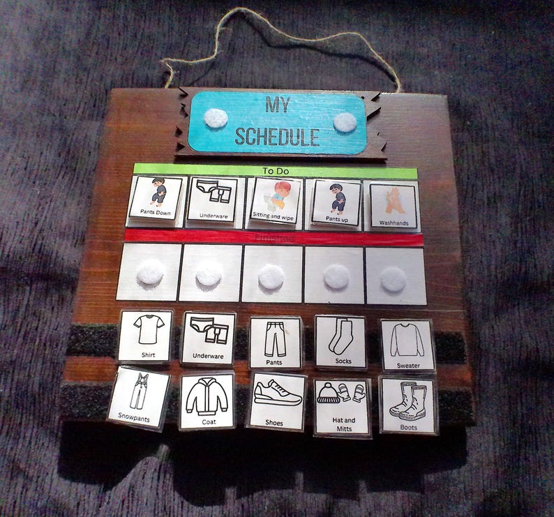 Wooden Visual Schedule Board for Kids | 11x12 Interchangeable Routine ...