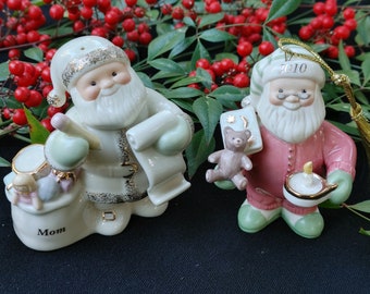 Lenox Holiday Ornament – Santa's Slumber Teddy & Checking His List (2010)