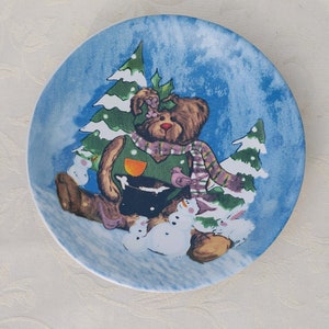 COOKIES FOR SANTA: Snowman & Bear Holiday Cookies For Santa Plate/Colorful and Bright