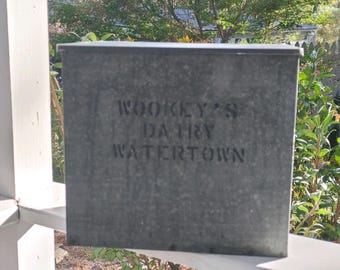 Rare 1940s Galvanized Steel Milk Box: Wookey's Dairy, Watertown