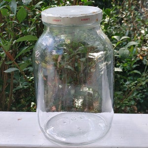 KRAFT LOGO JAR: Large Clear Glass Jar / Original Kraft Logo on Lid / 1960&#39;s vintage / Bottom reads 14/75/ 7