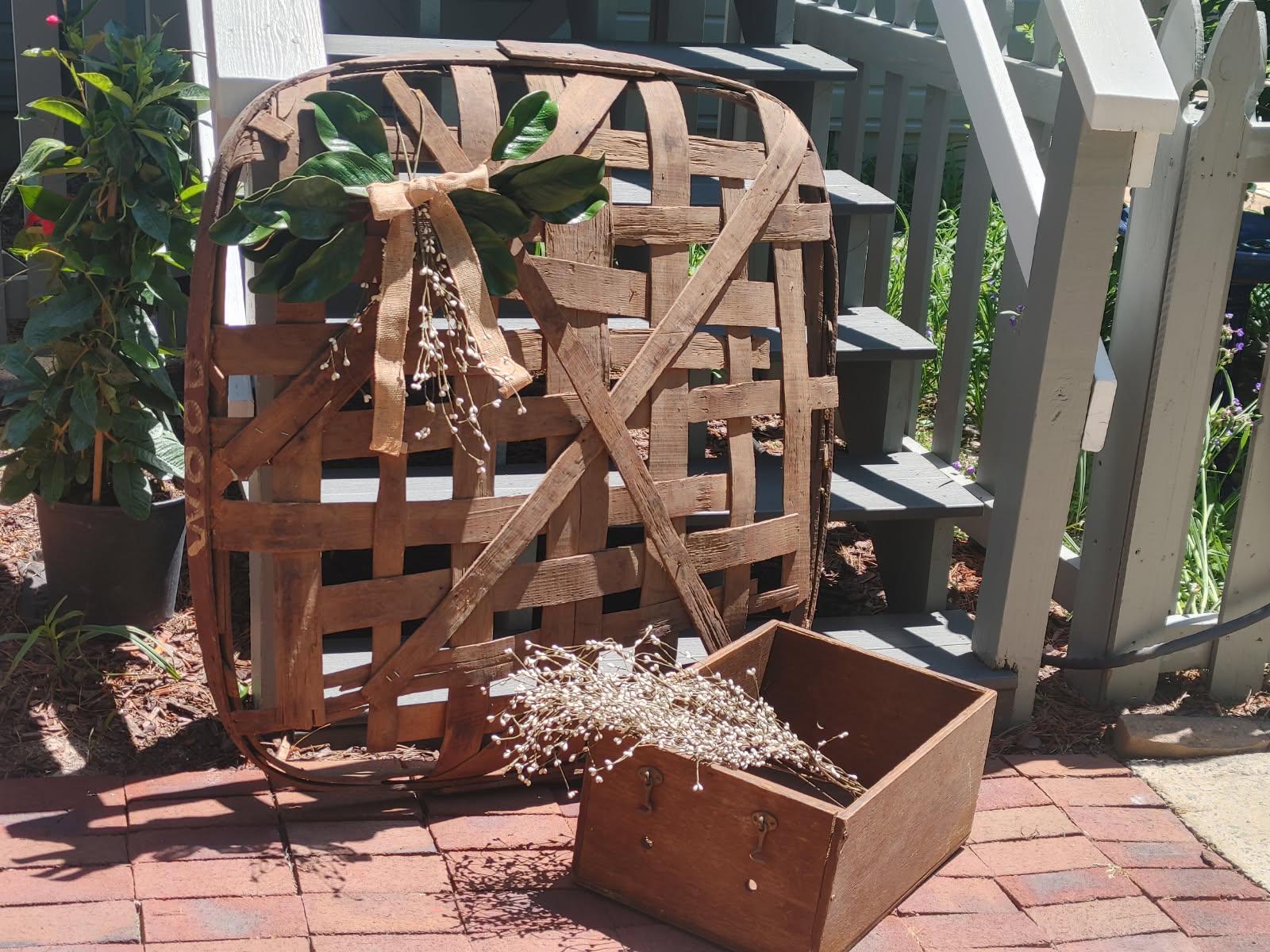 Antique Tobacco Basket: B.G. Burly, Early 1900s Farmhouse Decor