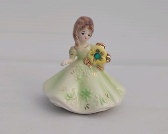 1960s Josef Originals May Birthstone Doll – Emerald Green Figurine