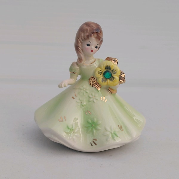 1960s Josef Originals May Birthstone Doll – Emerald Green Figurine