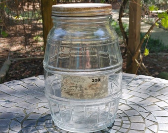 1950s Vintage Candy Jar, Atlanta Ga Candies Collectible, Glass Jar with Lid