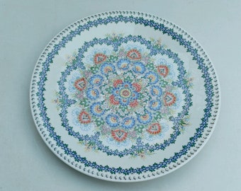 POLAND - Polish Opole Hand Decorated  Floral Platter 45 -25G Opole - Polska / Signed / 12.5"Diameter