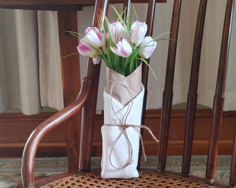 SPRING EASTER TULIPS - Linen Wrapped Silk Bouquet