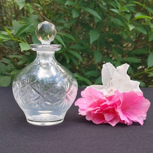1950s PERFUME COLOGNE Bottle - Cut Glass / Cologne Perfume Vanity Bottle with Stopper / Vintage