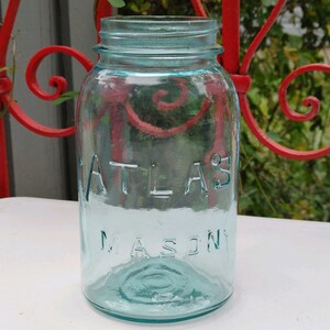 MASON JAR ATLAS Vase - Aqua Quart Jar