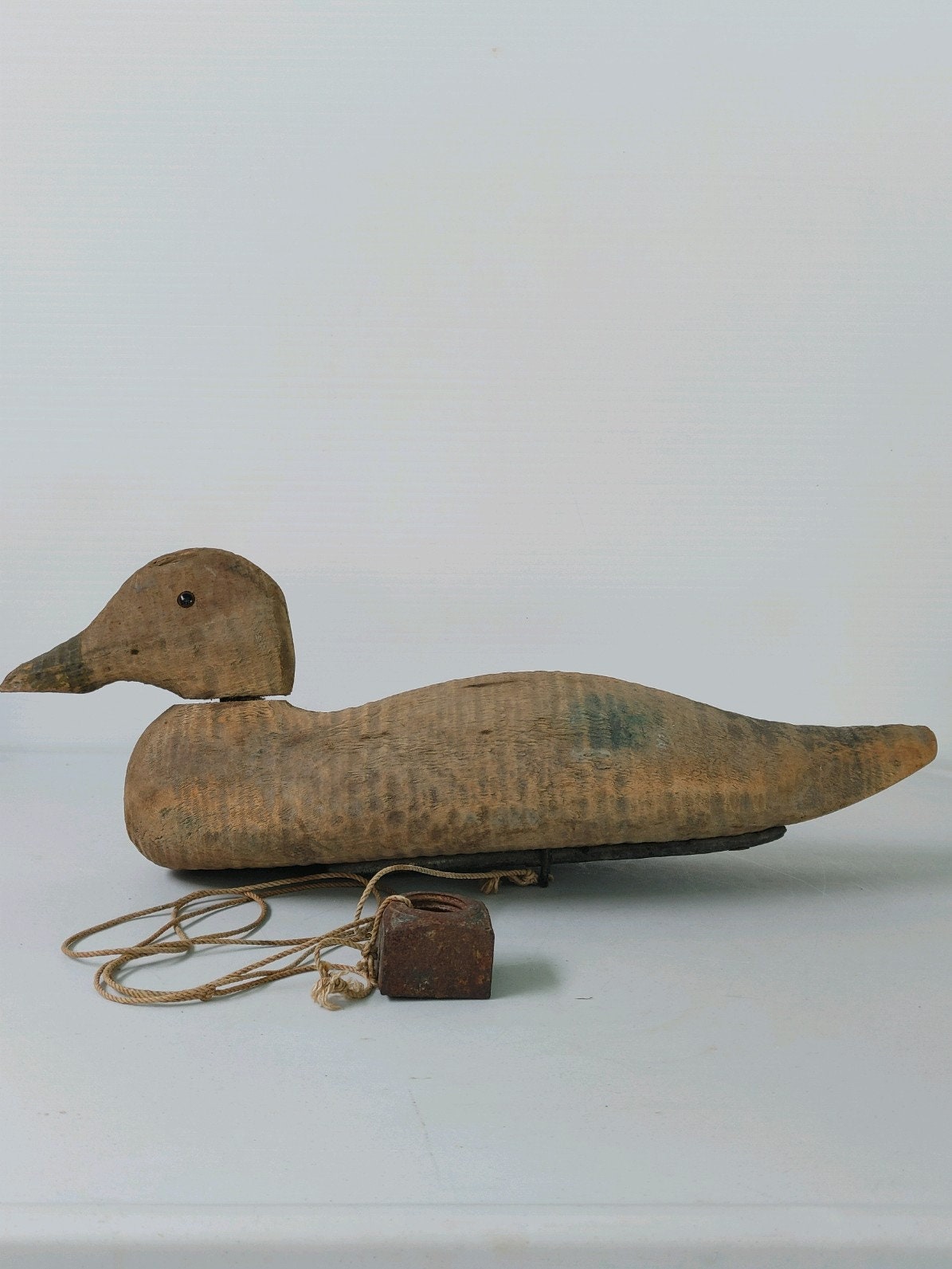 アメリカ製 アンティーク デコイ 1940s RARE DUCK DECOY: Hand-carved Rare Vintage Wooden Duck Decoy