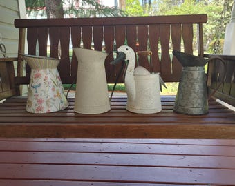 METAL FARMHOUSE PITCHERS:  Wildflower Meadows/Textured Cream/White Goose/Galvanized Gray