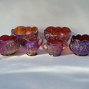 INDIANA GLASS COLLECTION: Rubinrote Sonnenuntergangsstücke Erbstücke