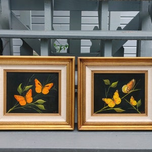 Butterfly Oil Paintings by Artist Maria Lak /  8 X 10 Painting / 13.5 X 15.5 Frame