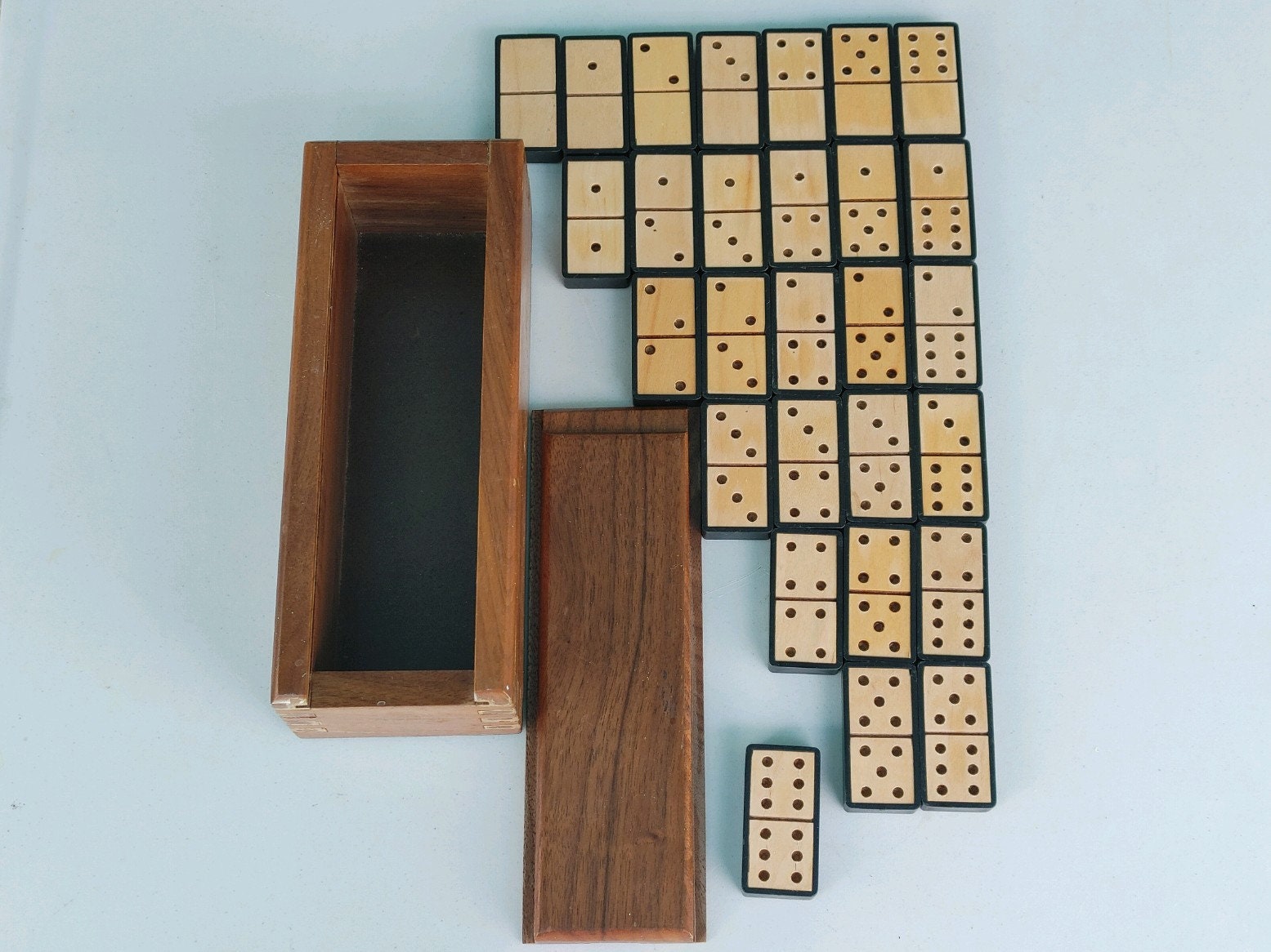 Dominoes For Two Or More Enthusiasts/ Wm F. Drueke & Sons, Inc./Grand Rapids, Michigan Maker/Walnut Box