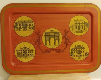Vintage Mottahedeh Serving Tray – 1950s Parisian Architecture