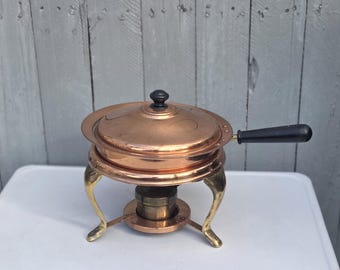 KUPFER CHAFING DISH: Mid-Century Kupfer & Messing