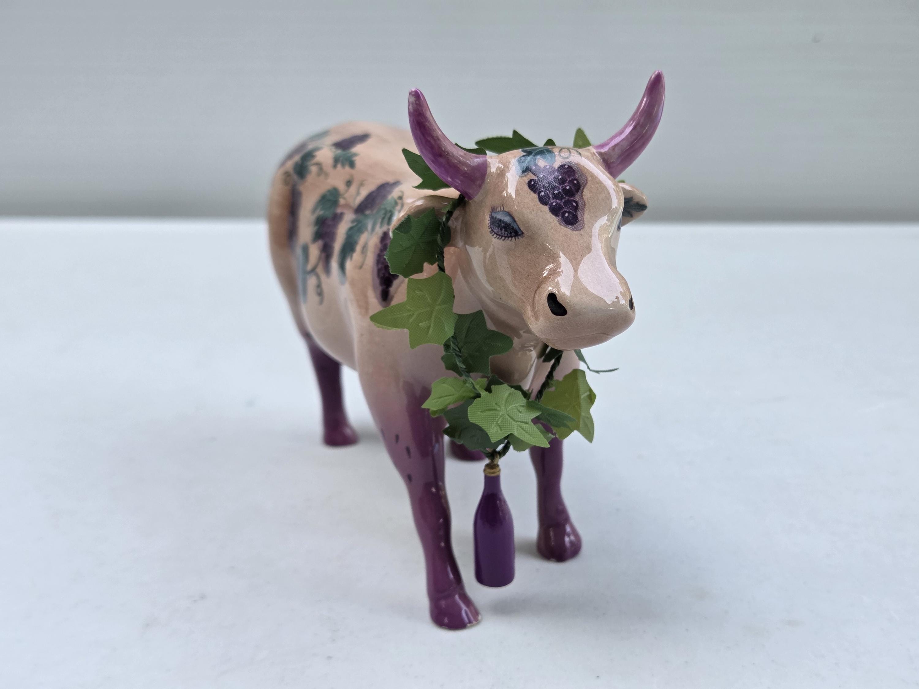 Cow Parade Figurine – Glossy Black Flower Cow, 1990 - Etsy