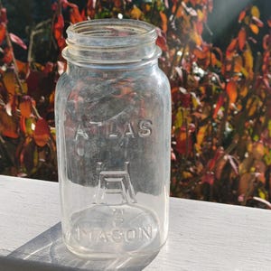 ATLAS MASON QUART Einmachglas - Vintage Embossed G 14