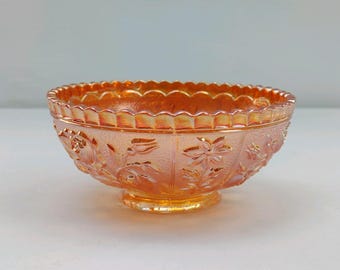 Fenton Marigold Carnival Glass Bowl – Antique Open Rose Pattern