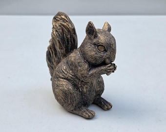 BOGO SQUIRREL FIGURINE - Golden Bronze Squirrel Tabletop Figurines - 2 for the Price of 1!
