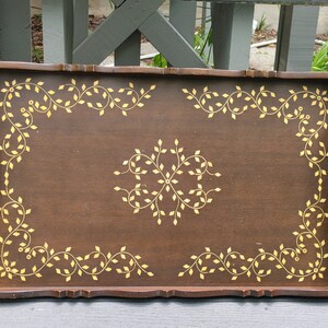 Inlaid Wood Handled Serving Tray / Circa 1970&#39;s