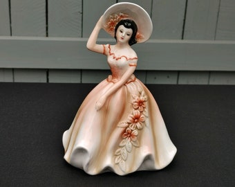 Vintage Enesco Southern Belle Figurine – Pink Ivory Dress, Japan Ceramic