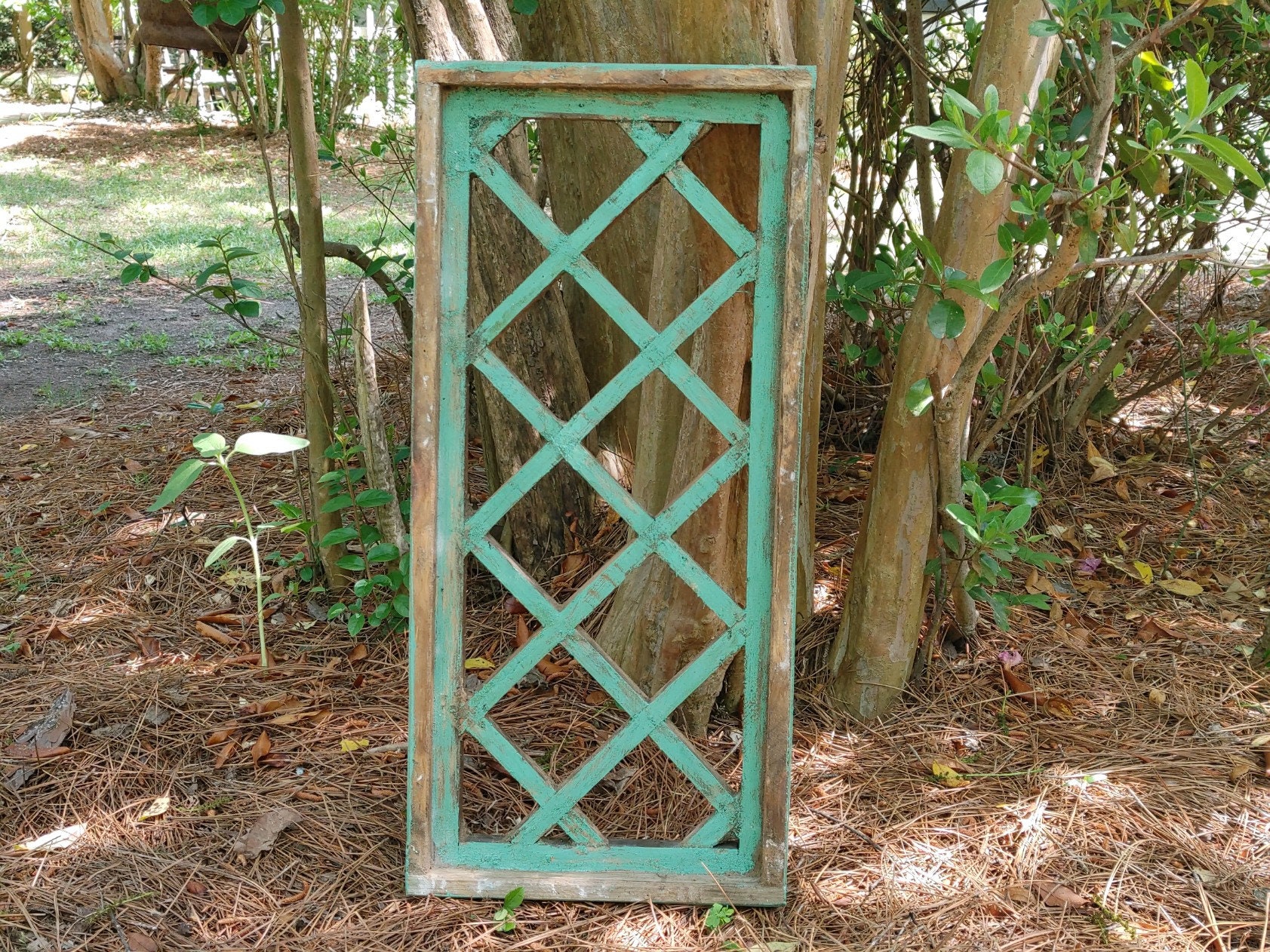 Single Boho Arch Window Wall Decor Handmade Wood Cyan Etsy